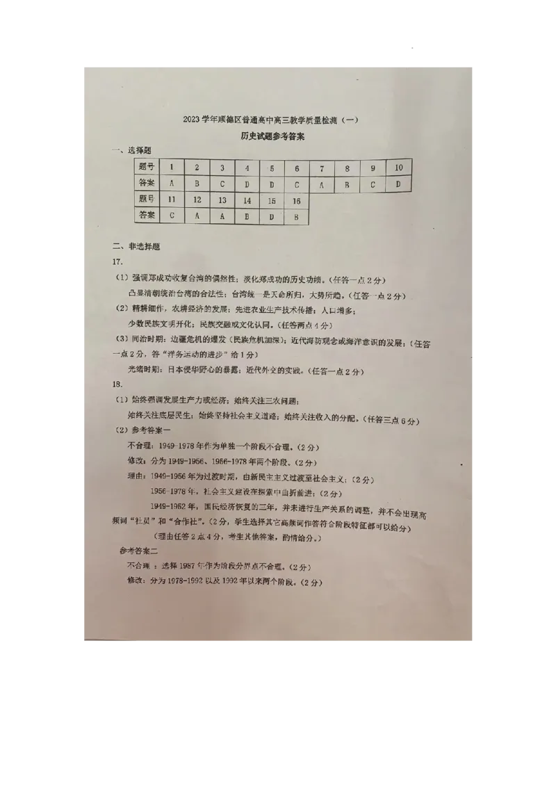 广东省顺德区2024届高三上学期教学质量检测（一）历史(1)_2023年11月_01每日更新_06号_2024届广东省顺德区高三上学期教学质量检测（一）