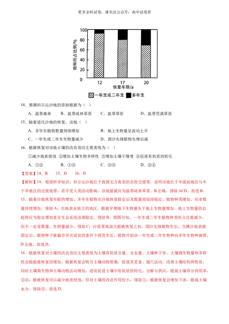 考后适应卷（解析版）_2024年4月_其他_2024年1月新&ldquo;九省联考&rdquo;考后提升卷（原卷+解析）_2024年1月&ldquo;九省联考&rdquo;地理真题完全解读与考后提升