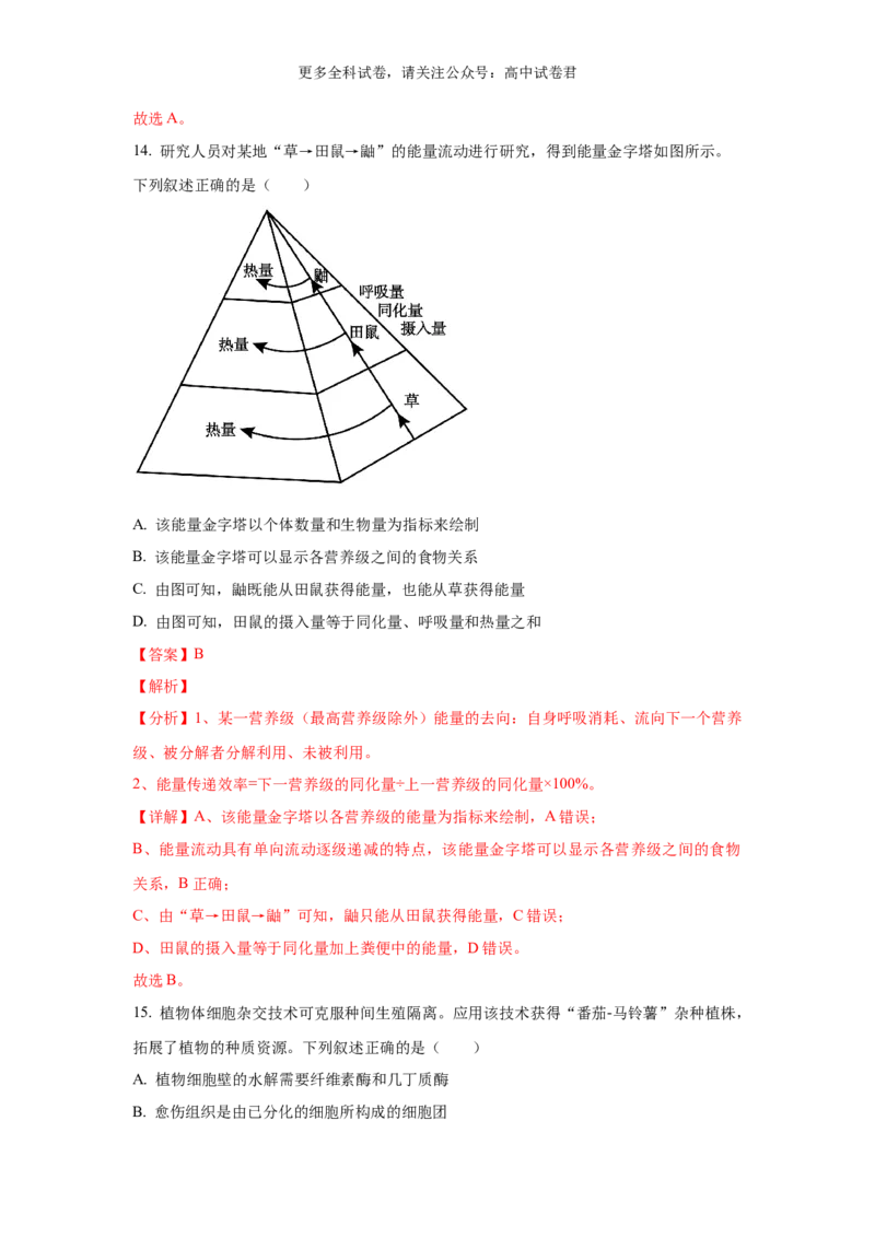 生物（九省联考真题完全解读，贵州卷）-2024年1月&ldquo;九省联考&rdquo;真题完全解读与考后提升_2024年4月_其他_2024年1月新&ldquo;九省联考&rdquo;考后提升卷（原卷+解析）