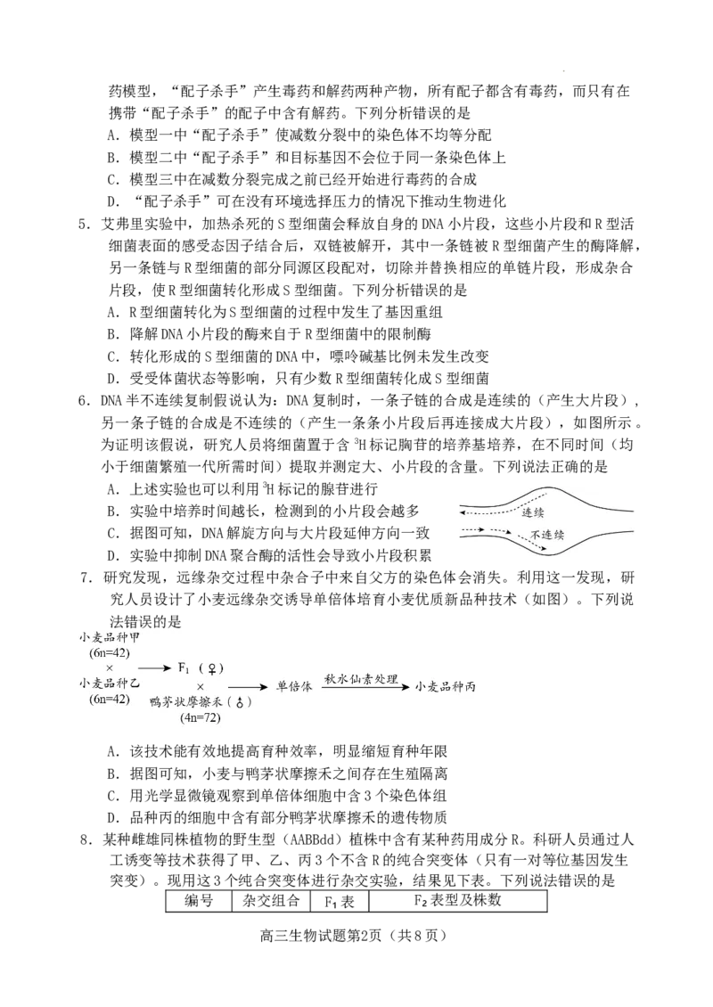 山东省日照市2021级高三上学期期中校际联合考试生物试题(1)_2023年11月_0211月合集_2024届山东省日照市高三上学期期中考试_山东省日照市2024届高三上学期期中考试生物