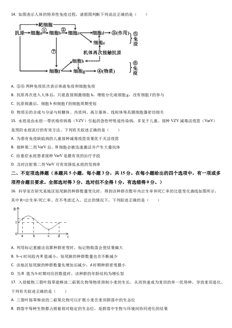 吉林省通化市梅河口市第五中学2025-2026学年高二上学期12月月考生物试题（含答案）_251221吉林省梅河口市第五中学2025-2026学年高二上学期12月月考（全）