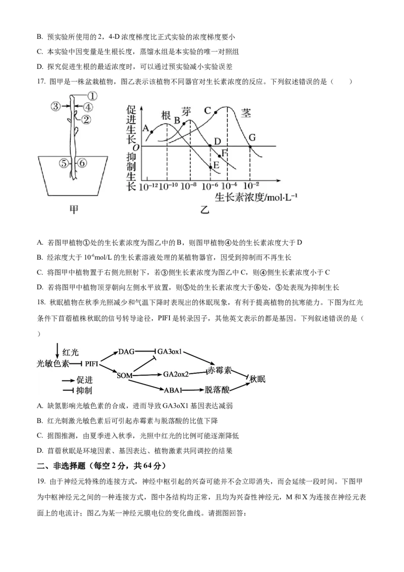 湖北省黄冈市黄梅县第一中学2025-2026学年高二上学期12月月考生物试题（原卷版）_2024-2025高二（7-7月题库）_2026年1月高二