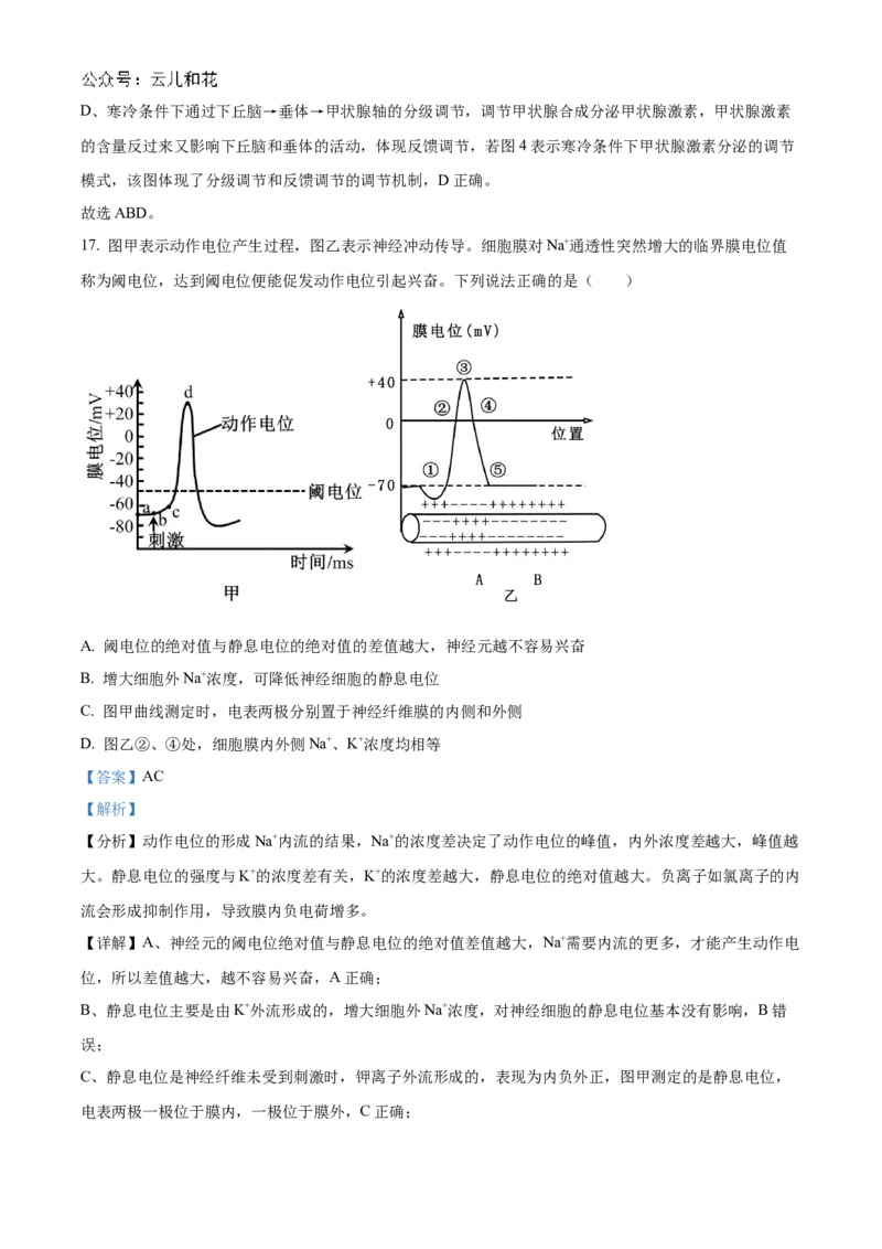 山东省菏泽市2024-2025学年高二上学期期中考试生物（B卷）Word版含解析_2024-2025高二（7-7月题库）_2024年11月试卷_1128山东省菏泽市2024-2025学年高二上学期期中考试