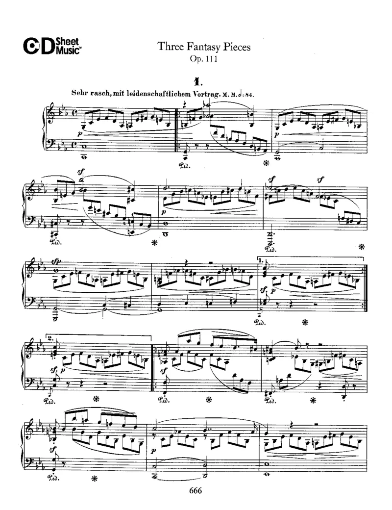 Schumann-ThreeFantasyPieces(DreiPhantasiestucke),Op.111_一万首著名钢琴曲谱哈农贝多芬合集视频教学电子版高清无水印可打印_1古典钢琴知名音乐家谱_舒曼钢琴谱全集_WORKS