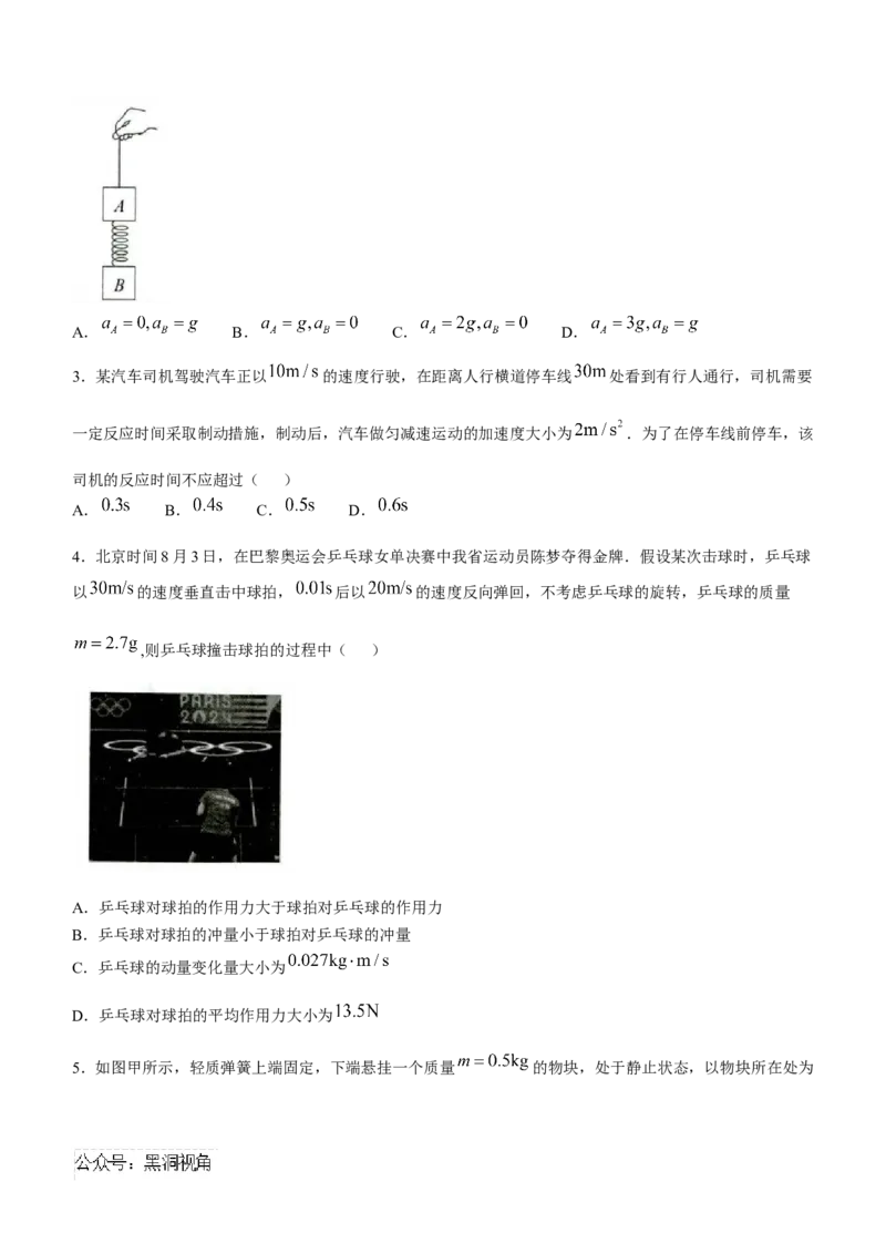 山东省菏泽市2024-2025学年高三上学期期中考试物理试题_2024-2025高三（6-6月题库）_2024年10月试卷_1031山东省菏泽市2024-2025学年高三上学期期中考试