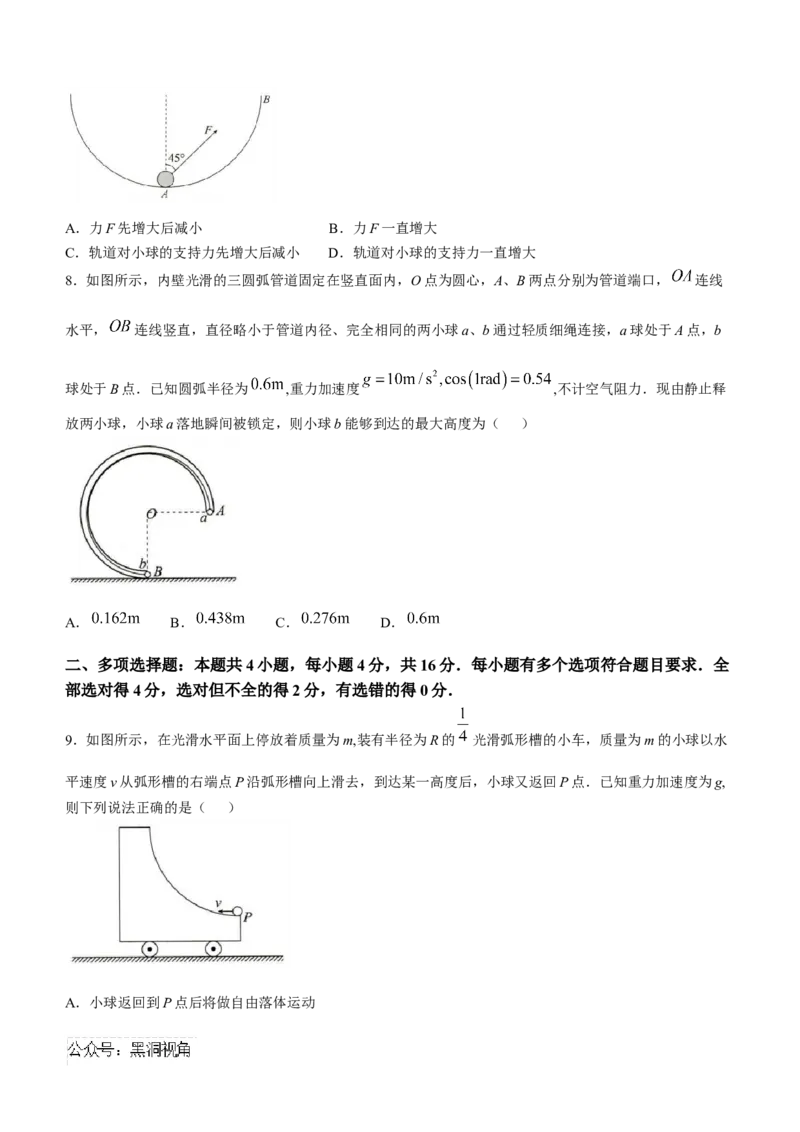 山东省菏泽市2024-2025学年高三上学期期中考试物理试题_2024-2025高三（6-6月题库）_2024年10月试卷_1031山东省菏泽市2024-2025学年高三上学期期中考试
