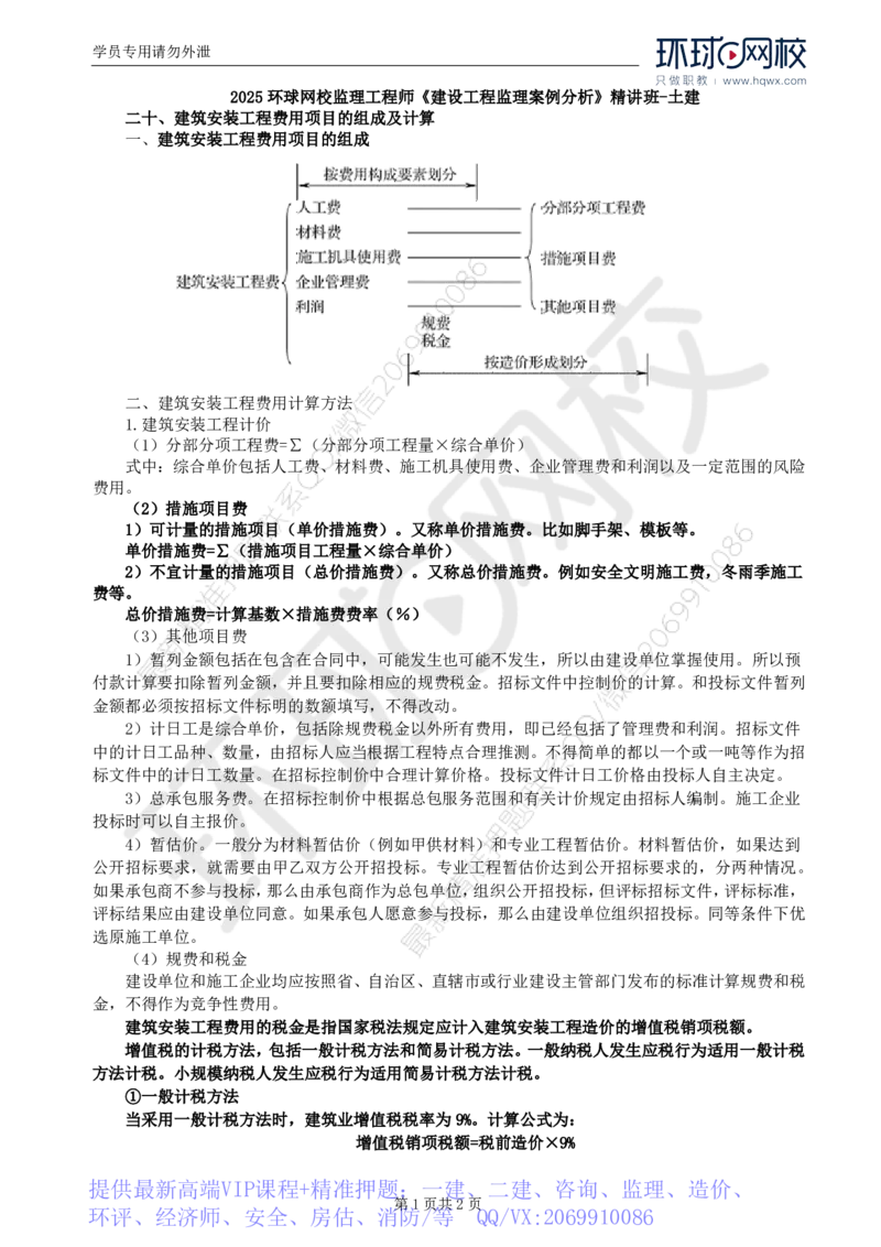 WM_20.基本知识点二十建筑安装工程费用项目的组成及计算_监理工程师_2025监理工程师_2025年监理工程师-各大机构_2025年监理-土建案例_机构1-HQ_01.精讲班-王.双赠_讲义