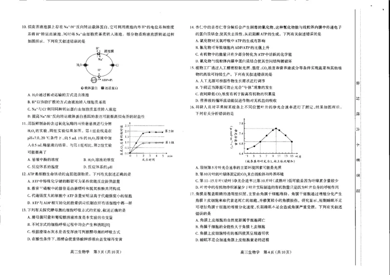 生物高三期中考试级真题-试卷(1)_2023年11月_0211月合集_2024届山西省太原市高三上学期期中学业诊断_山西省太原市2024届高三上学期期中学业诊断生物
