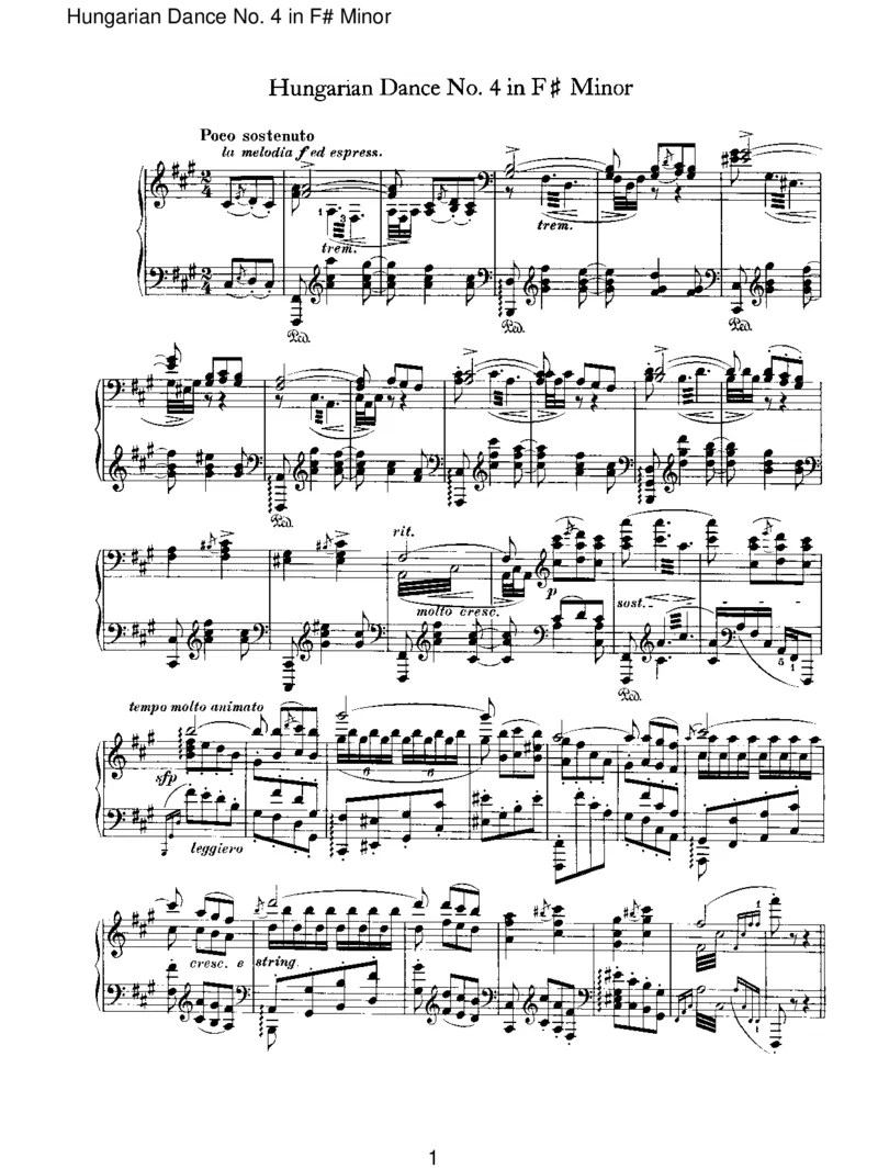 HungarianDanceNo.4inF#Minor_一万首著名钢琴曲谱哈农贝多芬合集视频教学电子版高清无水印可打印_1古典钢琴知名音乐家谱_勃拉姆斯钢琴谱全集_IV.HungarianDancesforSoloPiano