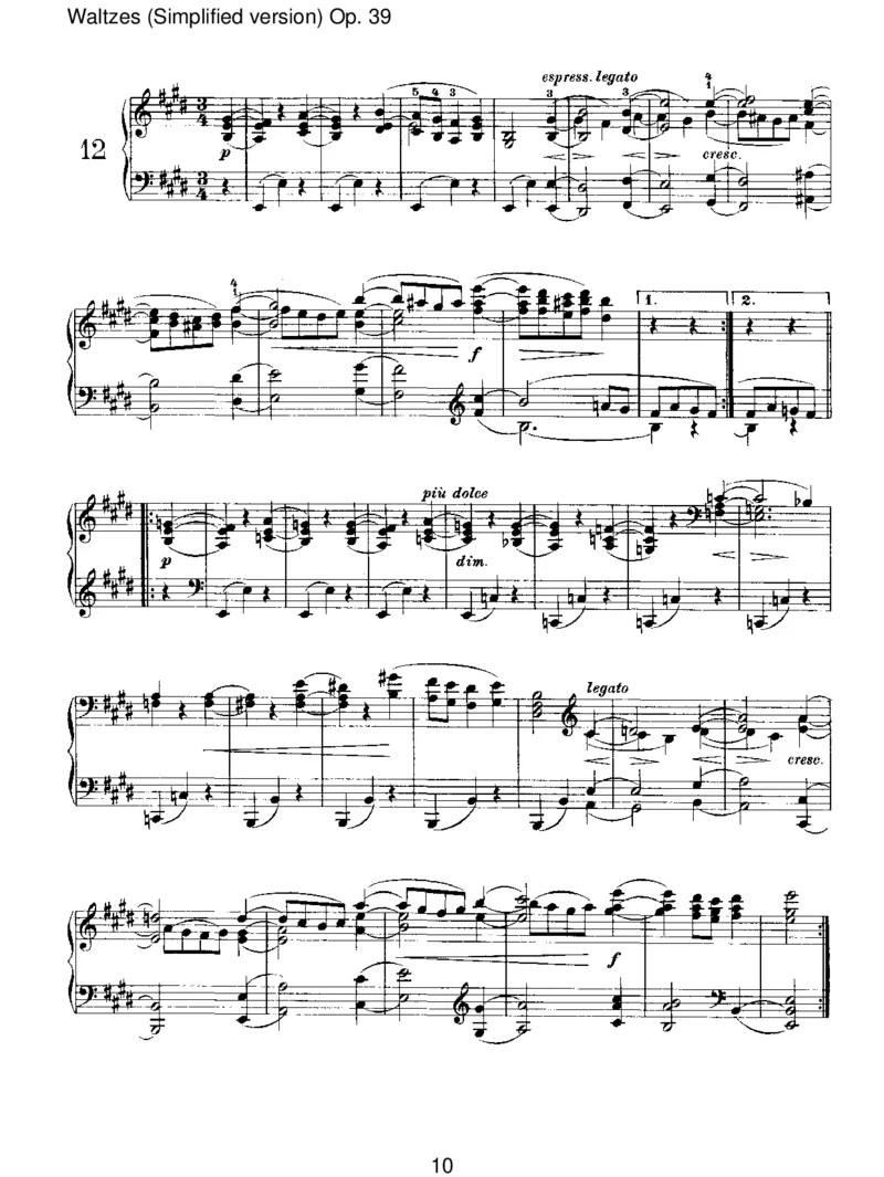 Waltzes(Simplifiedversion)Op.39_一万首著名钢琴曲谱哈农贝多芬合集视频教学电子版高清无水印可打印_1古典钢琴知名音乐家谱_勃拉姆斯钢琴谱全集_III.ShorterWorks