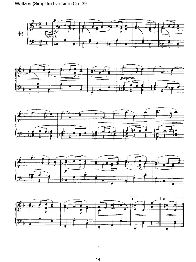Waltzes(Simplifiedversion)Op.39_一万首著名钢琴曲谱哈农贝多芬合集视频教学电子版高清无水印可打印_1古典钢琴知名音乐家谱_勃拉姆斯钢琴谱全集_III.ShorterWorks
