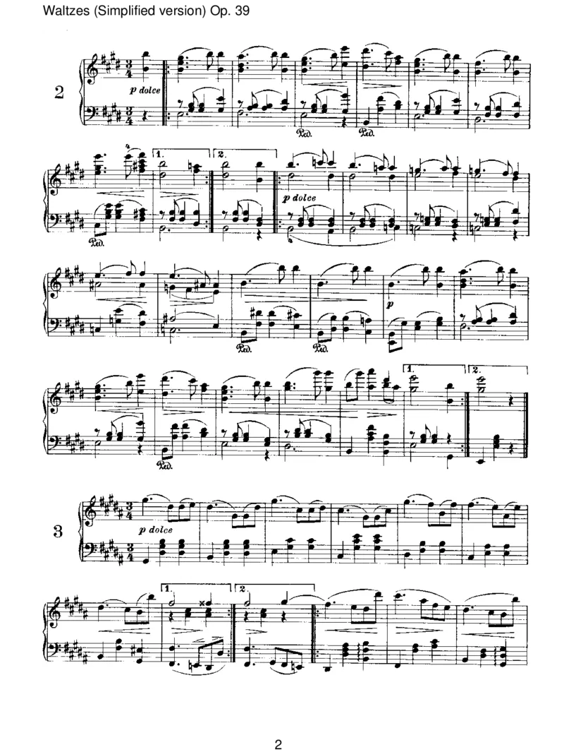 Waltzes(Simplifiedversion)Op.39_一万首著名钢琴曲谱哈农贝多芬合集视频教学电子版高清无水印可打印_1古典钢琴知名音乐家谱_勃拉姆斯钢琴谱全集_III.ShorterWorks