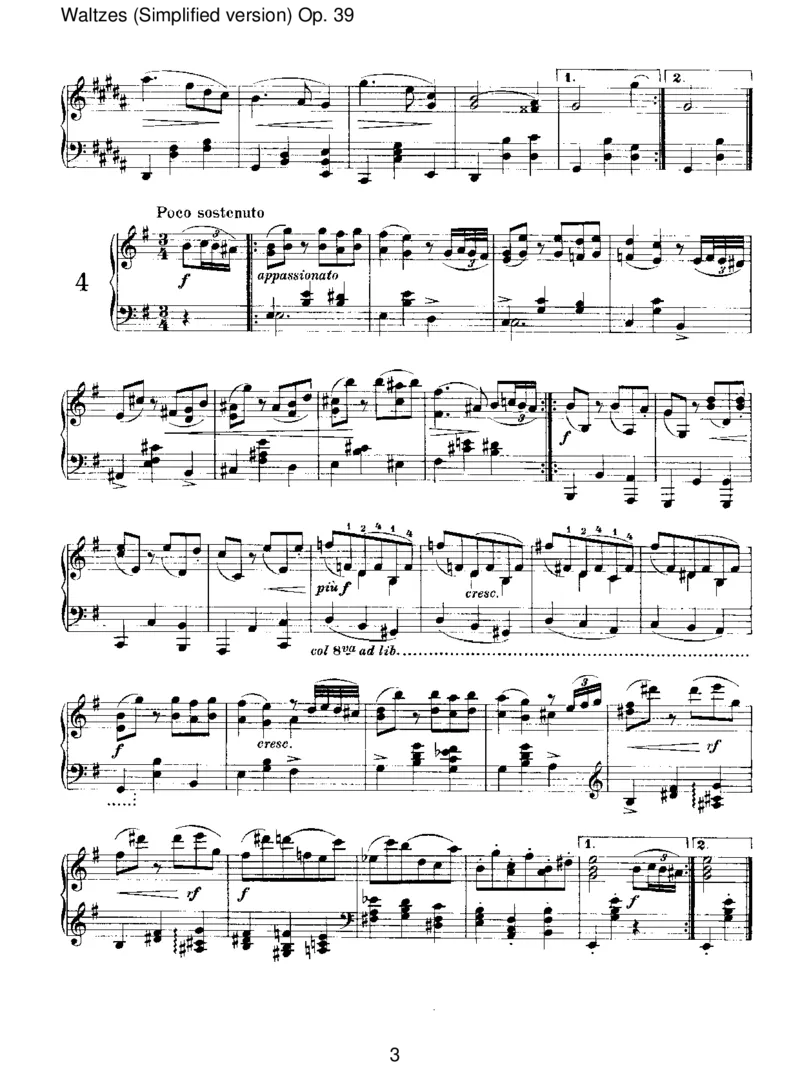 Waltzes(Simplifiedversion)Op.39_一万首著名钢琴曲谱哈农贝多芬合集视频教学电子版高清无水印可打印_1古典钢琴知名音乐家谱_勃拉姆斯钢琴谱全集_III.ShorterWorks