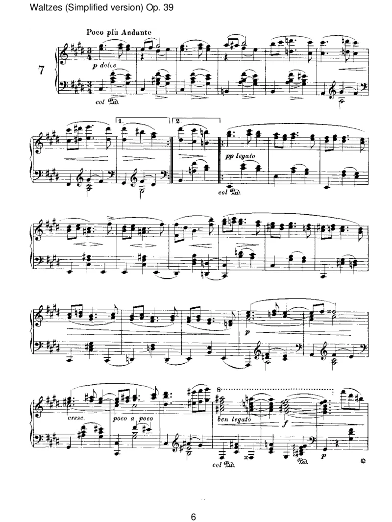 Waltzes(Simplifiedversion)Op.39_一万首著名钢琴曲谱哈农贝多芬合集视频教学电子版高清无水印可打印_1古典钢琴知名音乐家谱_勃拉姆斯钢琴谱全集_III.ShorterWorks