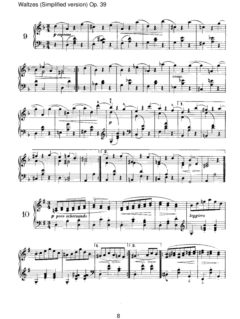 Waltzes(Simplifiedversion)Op.39_一万首著名钢琴曲谱哈农贝多芬合集视频教学电子版高清无水印可打印_1古典钢琴知名音乐家谱_勃拉姆斯钢琴谱全集_III.ShorterWorks