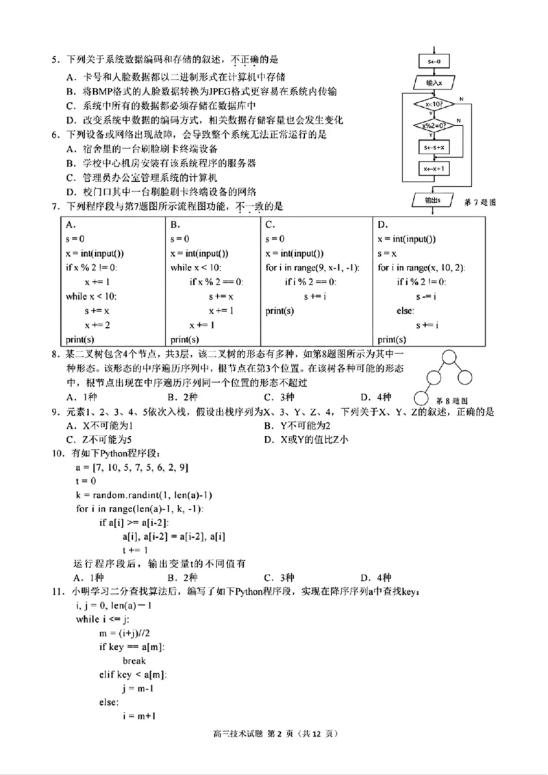 技术+答案_2024-2025高三（6-6月题库）_2024年11月试卷_1124浙江省9+1高中联盟2025届高三上学期11月期中考试（全科）