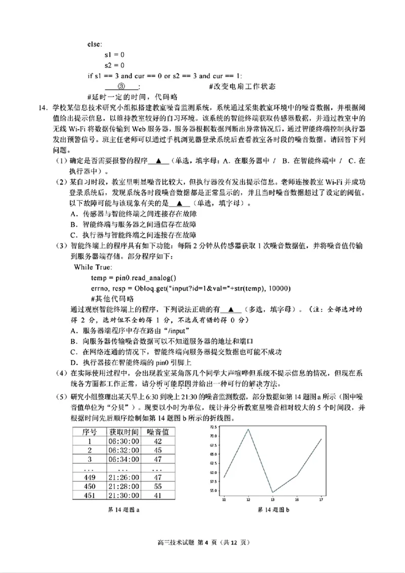 技术+答案_2024-2025高三（6-6月题库）_2024年11月试卷_1124浙江省9+1高中联盟2025届高三上学期11月期中考试（全科）
