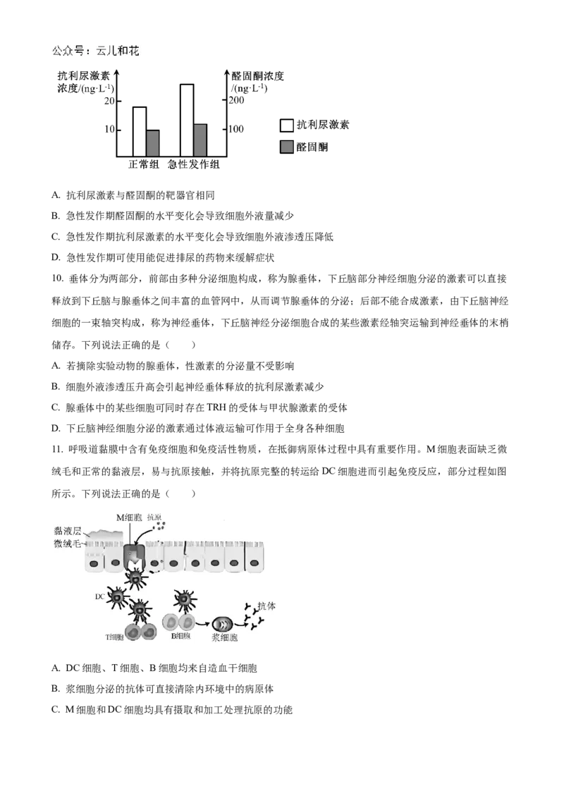 山东省德州市2024-2025学年高二上学期11月期中生物试题Word版无答案_2024-2025高二（7-7月题库）_2024年12月试卷_1201山东省德州市2024-2025学年高二上学期11月期中考试