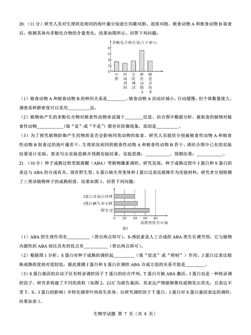 名校教研联盟2025届高三12月联考生物_2024-2025高三（6-6月题库）_2024年12月试卷_1227（西北卷）名校教研联盟2025届高三12月联考