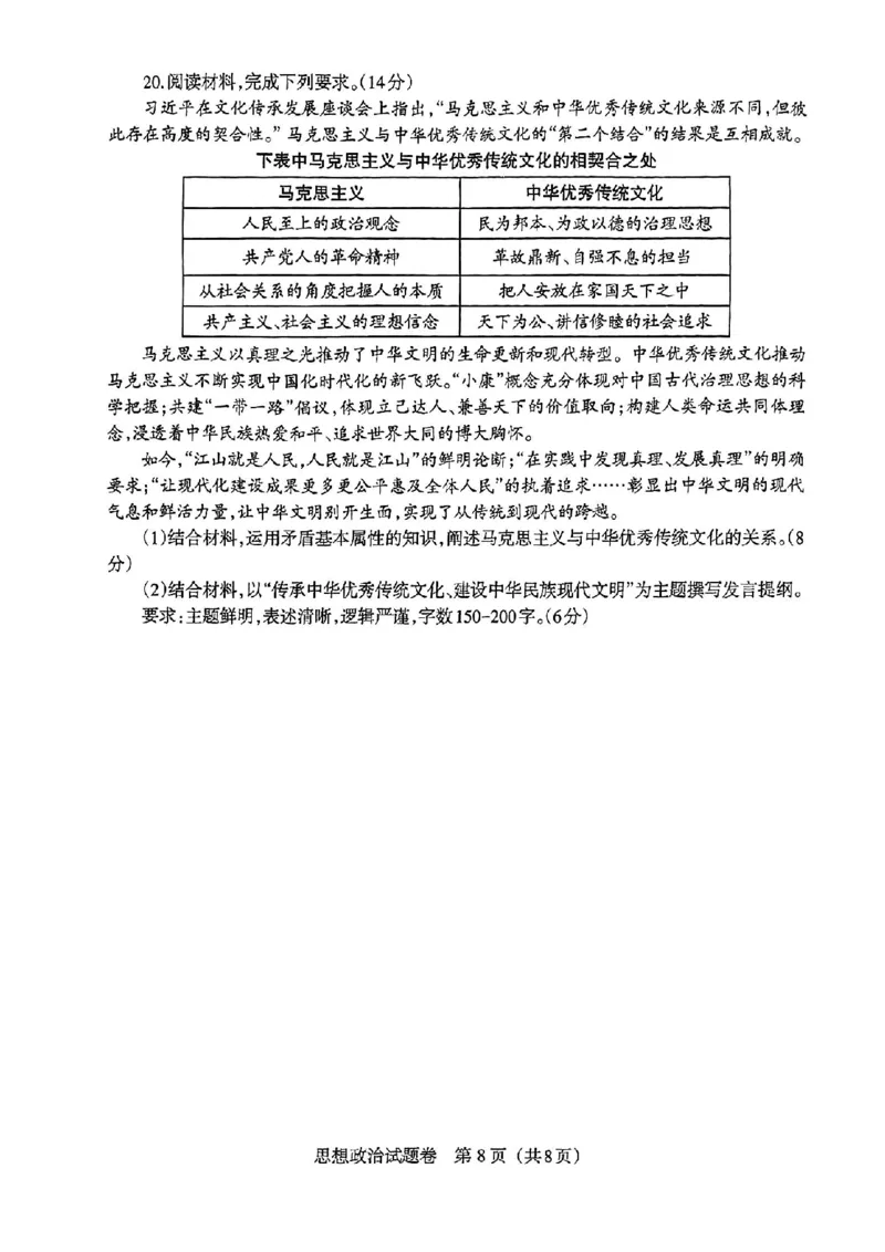 辽宁扣题卷政治试卷_2024年5月_01按日期_10号_2024届辽宁省高考扣题（二）_2024年辽宁省高考扣题（二）政治