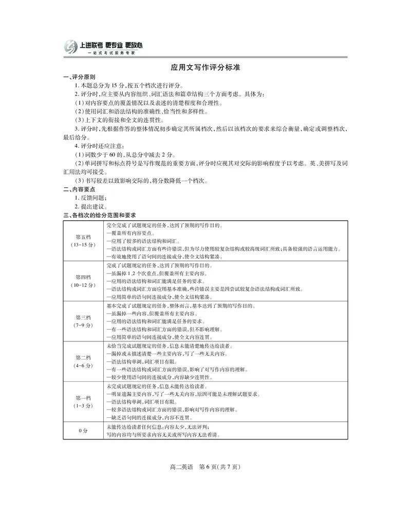 10月江西高二联考&middot;英语答案_2025年10月高二试卷_251016江西省上进联考2025&mdash;2026学年高二年级10月阶段检测（全）