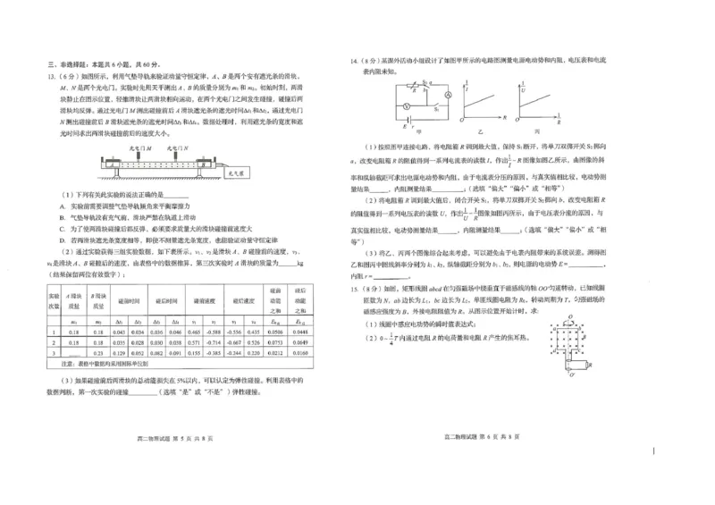 山东省青岛市2024-2025学年高二上学期期末调研检测物理试题（PDF版，无答案）_2024-2025高二（7-7月题库）_2025年02月试卷_0219山东省青岛市2024-2025学年高二上学期期末考试