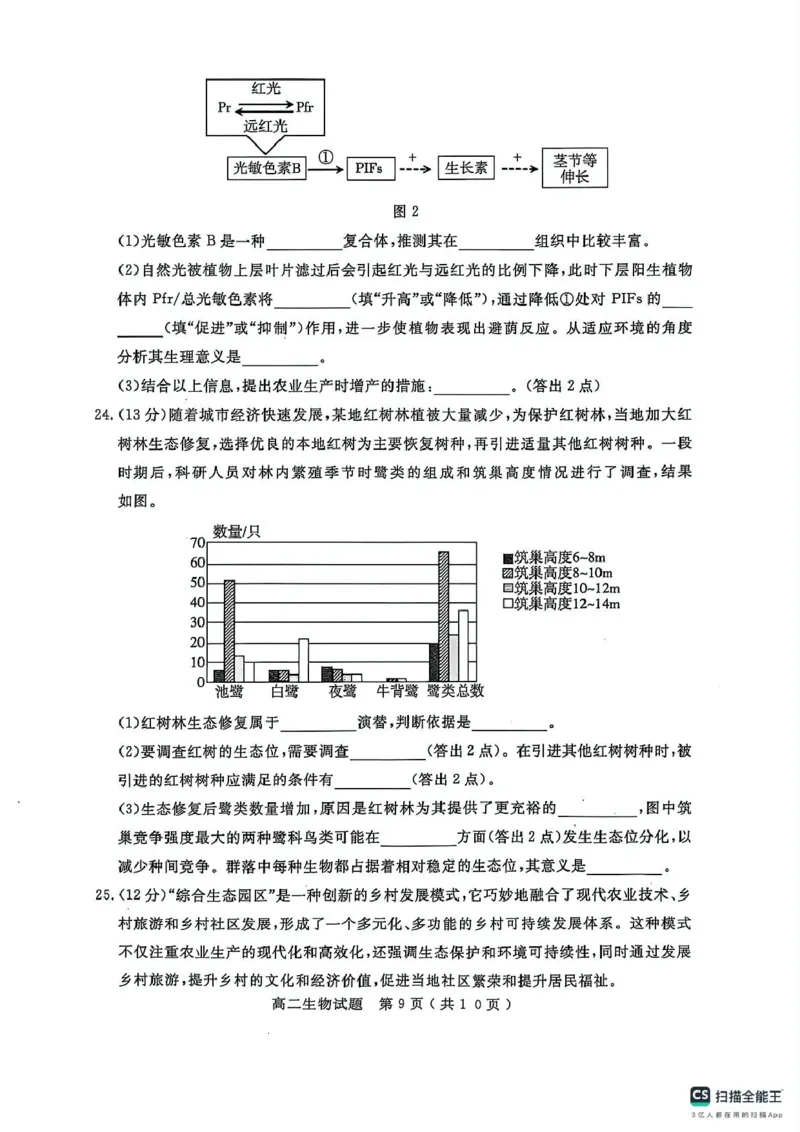 山东省济宁市2024-2025学年高二上学期1月期末测试生物试题_2024-2025高二（7-7月题库）_2025年02月试卷_0227山东省济宁市2024-2025学年高二上学期1月期末考试