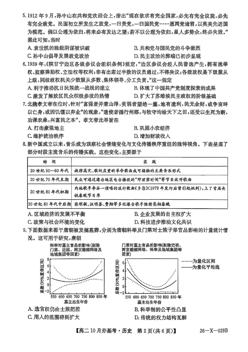 历史试卷-山西省三晋卓越联盟2025-2026学年高二10月夯基考(26-X-029B)_2025年10月高二试卷_251022山西省三晋卓越联盟2025-2026学年高二10月夯基考(26-X-029B)
