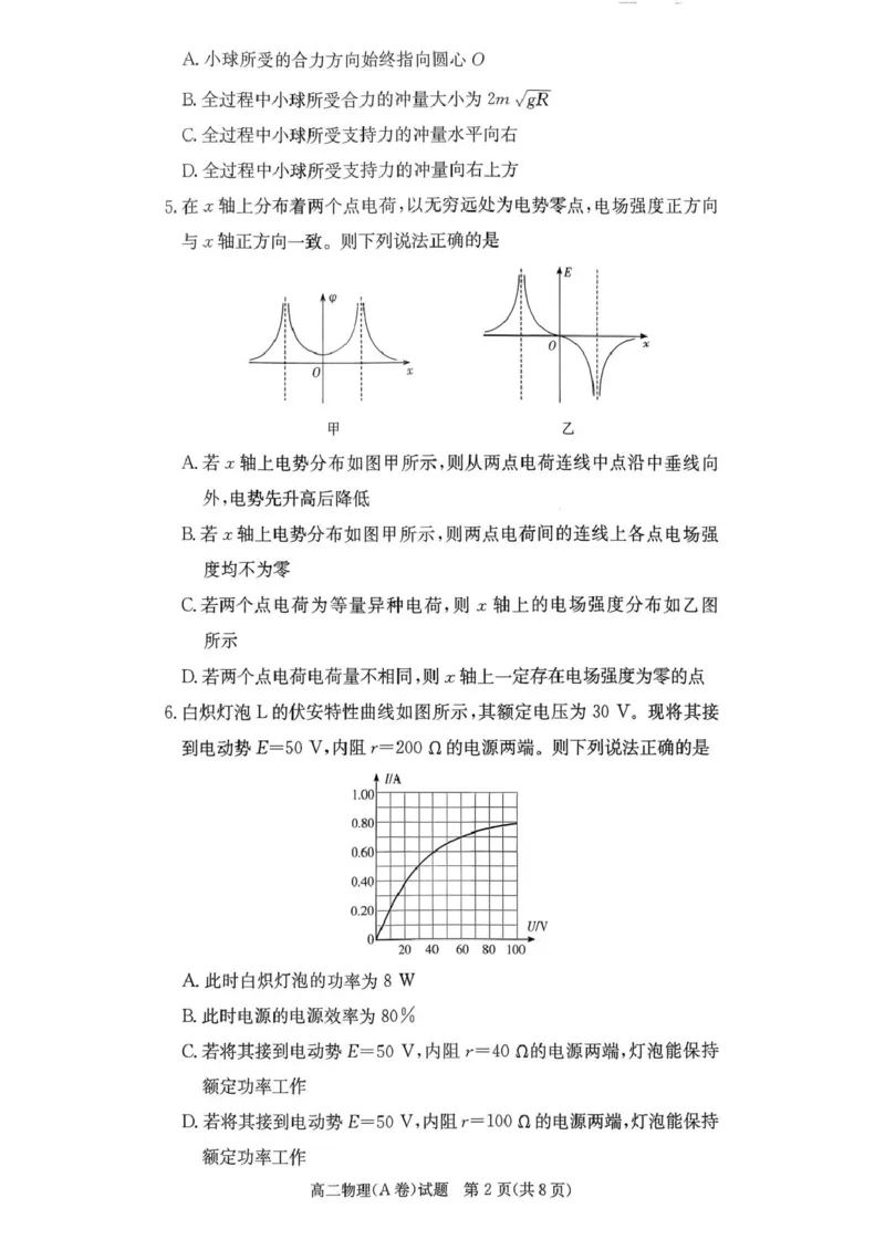 2025年12月高二学情检测卷物理_251220湖南新高考教学联盟长郡二十校联盟12月高二联考_湖南省新高考教学教研联盟2025-2026学年高二上学期12月月考物理试题（A卷）（PDF版，含解析）