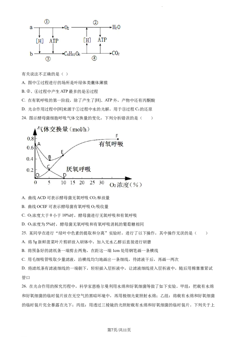 精品解析：新疆阿克苏市实验中学2023-2024学年高三上学期第三次月考生物试题（原卷版）(1)_2023年11月_0211月合集_2024届新疆阿克苏市实验中学高三上学期第三次月考