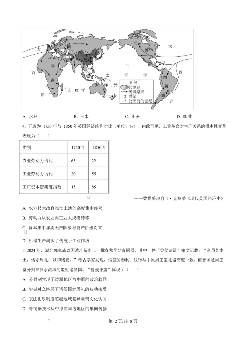 湖南省三湘名校教育联盟2024-2025学年高二下学期期中考试历史试题（原卷版）_2024-2025高二（7-7月题库）_2025年04月试卷(1)_0429湖南省三湘名校教育联盟2024-2025学年高二下学期期中