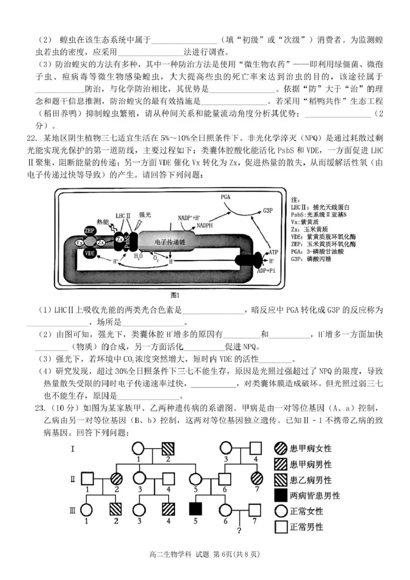 浙江省金华市卓越联盟2024-2025学年高二下学期5月阶段性联考生物学试卷（PDF版，含答案）_2024-2025高二（7-7月题库）_2025年6月试卷