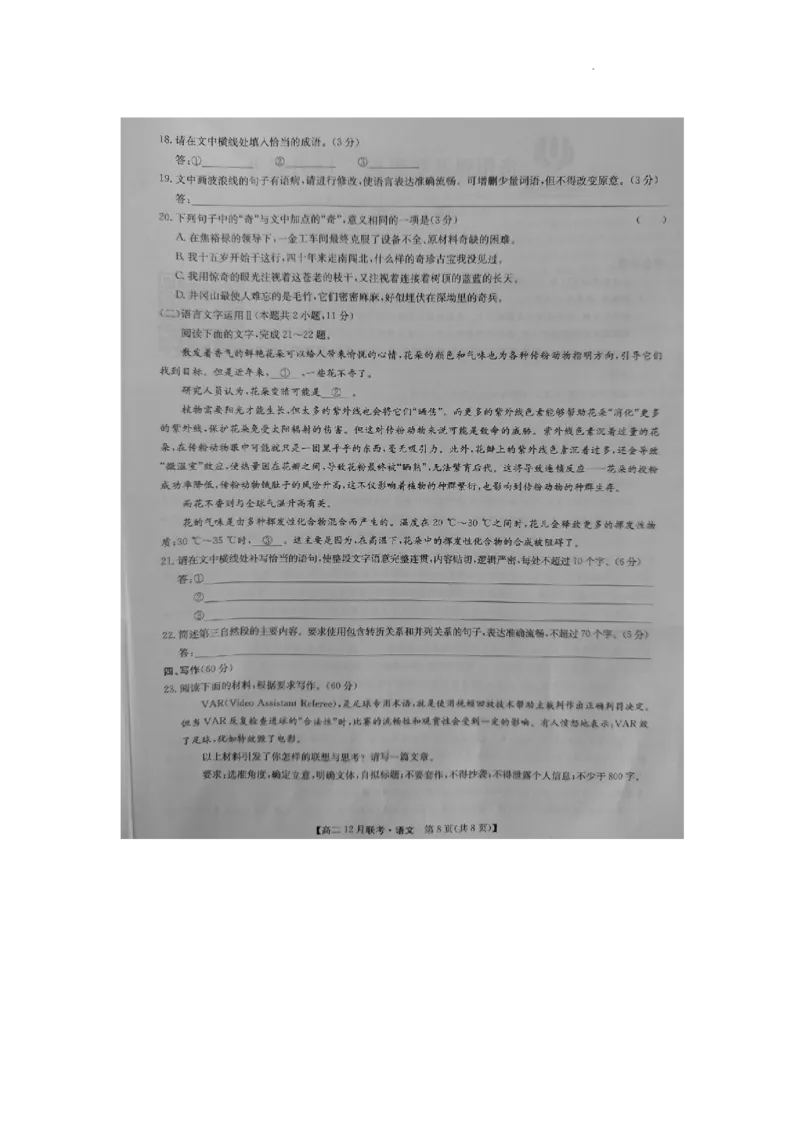 河南省洛阳市强基联盟2024-2025学年高二上学期12月月考语文试题_2024-2025高二（7-7月题库）_2024年12月试卷_1229河南省洛阳市强基联盟2024-2025学年高二上学期12月月考