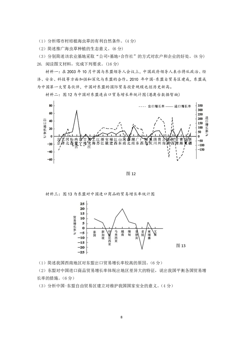 地理试题南京六校2025届高三11月联考_2024-2025高三（6-6月题库）_2024年12月试卷_1201江苏省南京市六校联合体2024-2025学年高三上学期11月联考（全科）