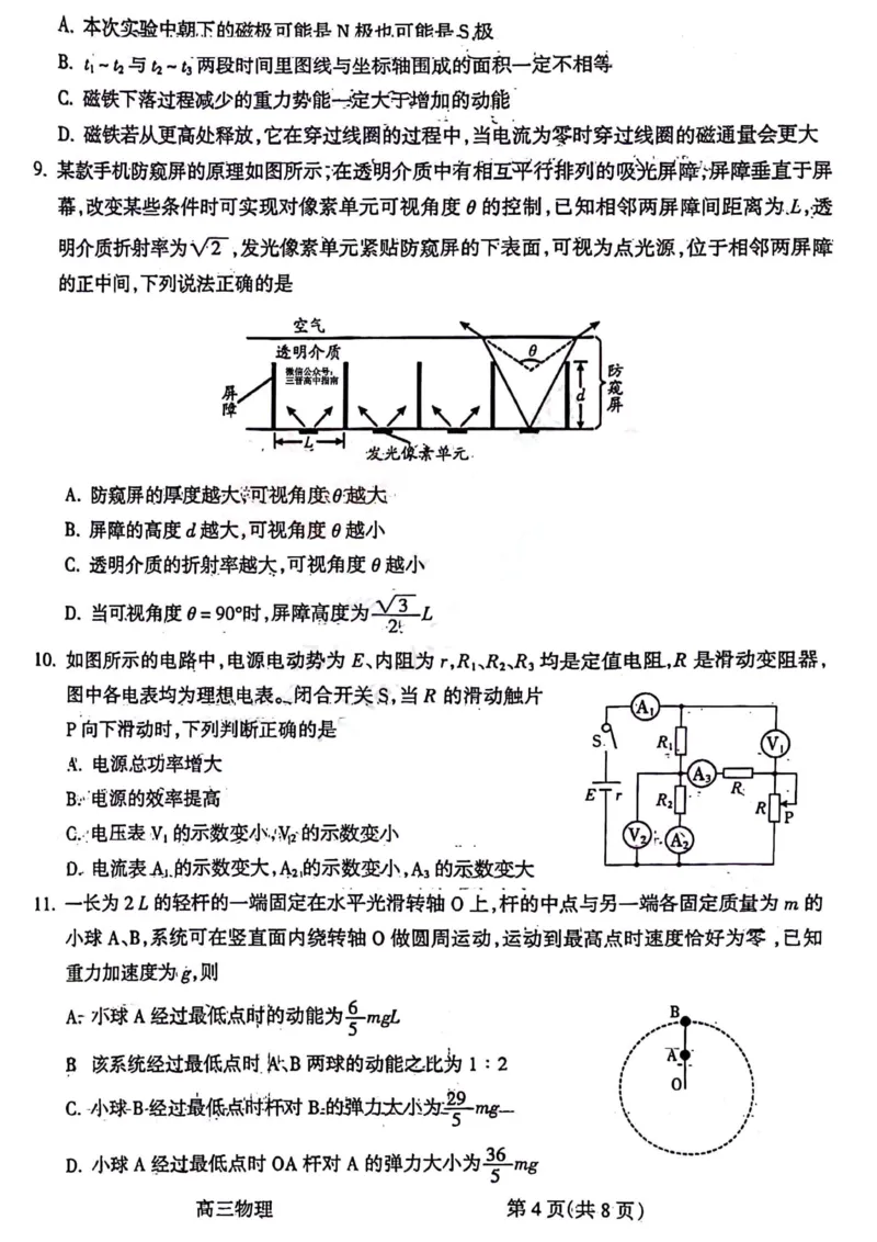 物理试题(1)(1)_2024年2月_01每日更新_03号_2024届山西省吕梁市高三上学期1月期末考试_山西省吕梁市2024届高三上学期1月期末考试物理