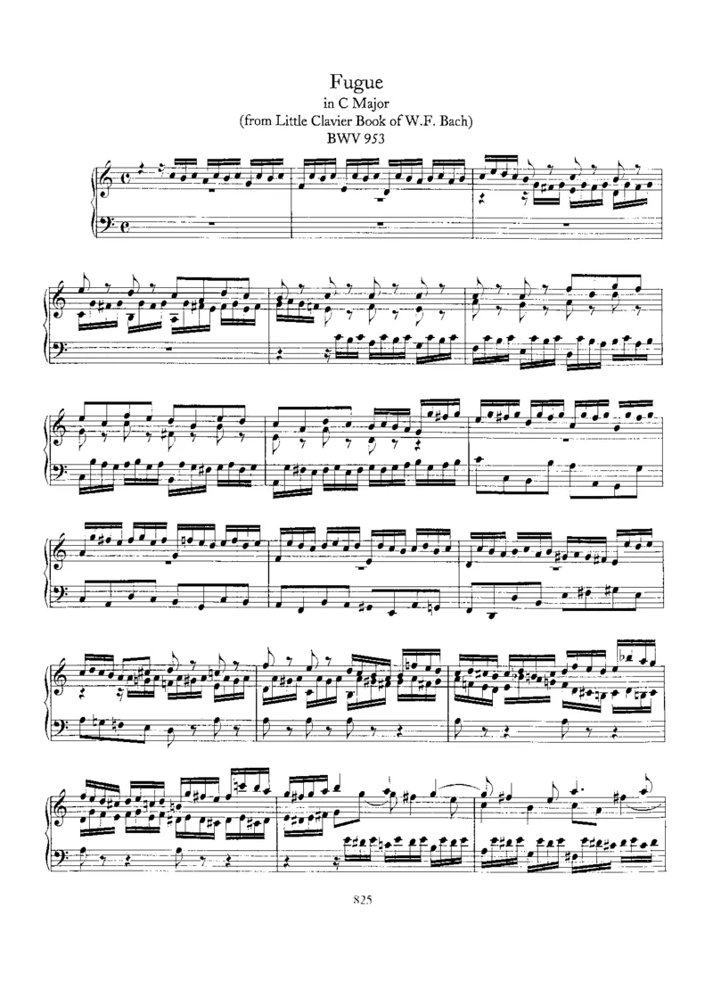 FugueinC,BWV953_一万首著名钢琴曲谱哈农贝多芬合集视频教学电子版高清无水印可打印_1古典钢琴知名音乐家谱_巴赫钢琴谱全集_Preludes，Fantasias，Fugues
