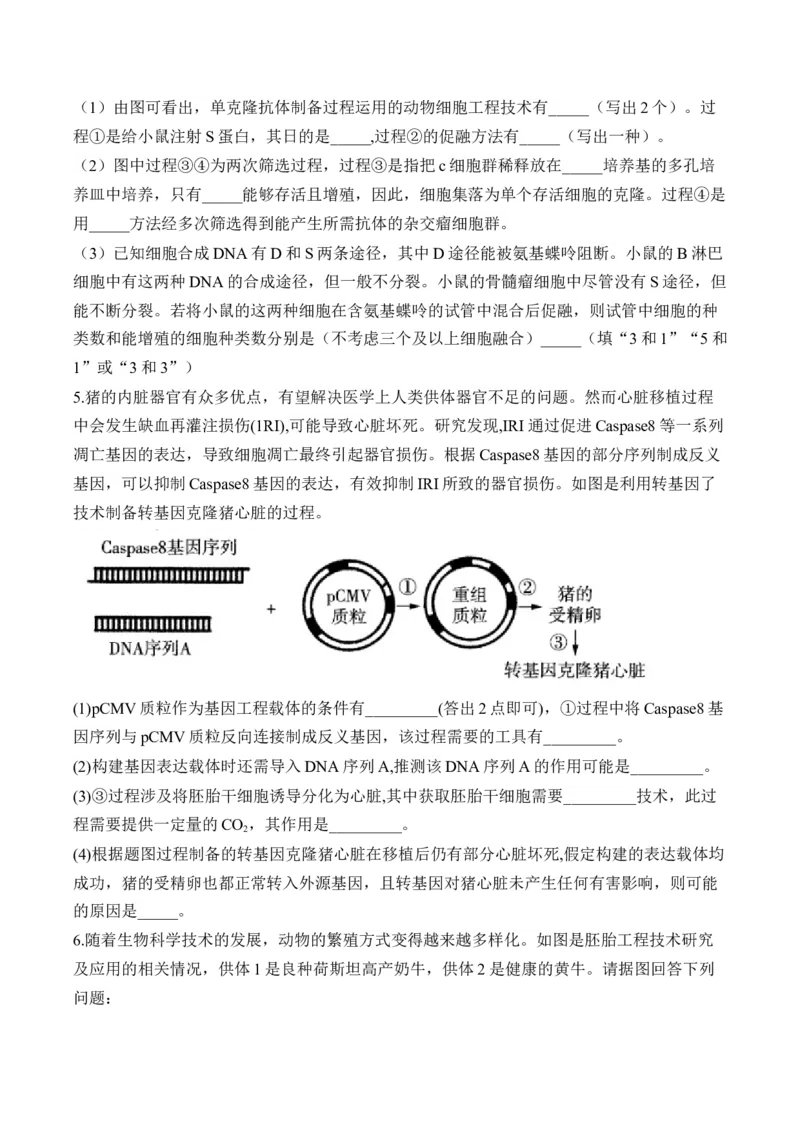 专题12生物技术与工程（非选择题）&mdash;&mdash;高考生物学模块分练新高考版（含解析）_2024-2025高三（6-6月题库）_2026年1月高三