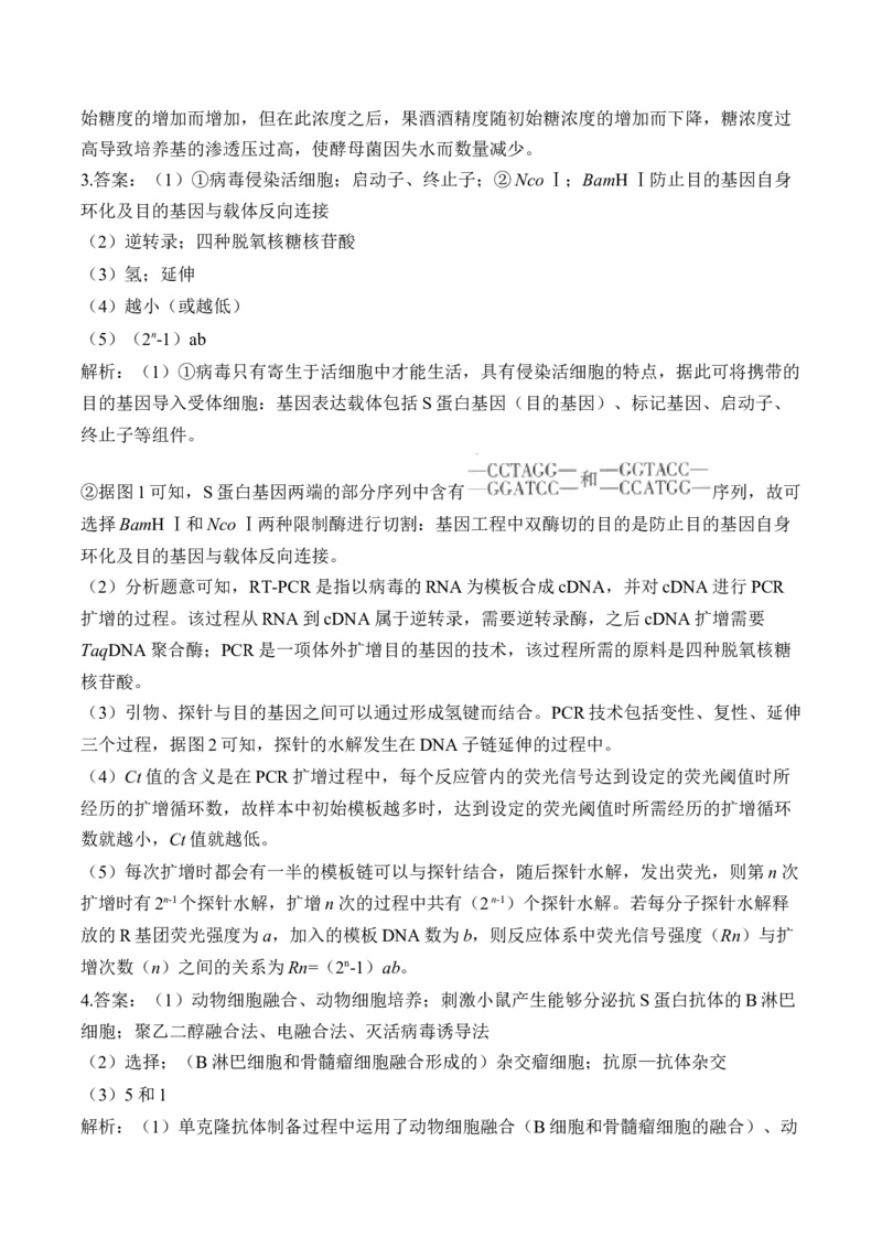 专题12生物技术与工程（非选择题）&mdash;&mdash;高考生物学模块分练新高考版（含解析）_2024-2025高三（6-6月题库）_2026年1月高三