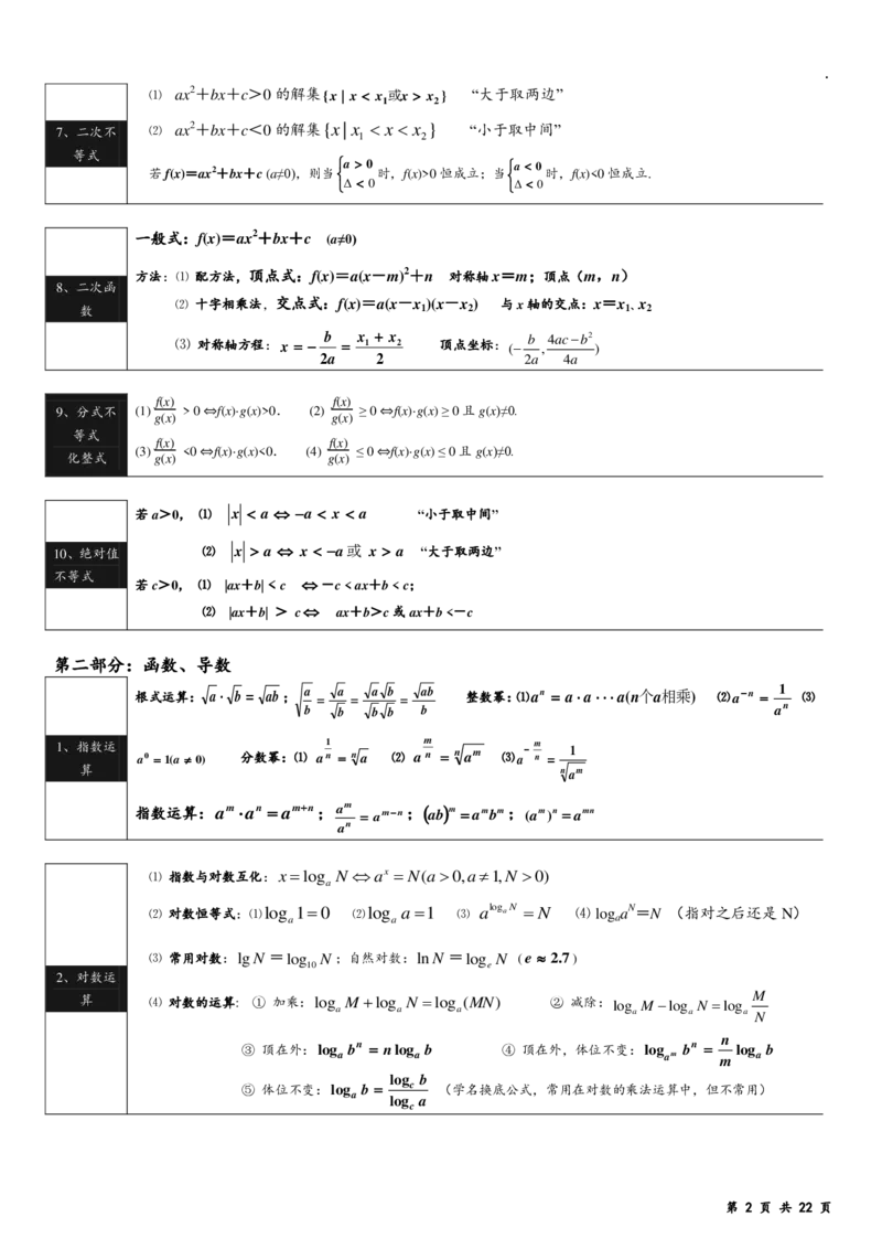 回归课本高中数学公式简洁版_2024-2026高三（6-6月题库）_2025年04月试卷_0402回归课本高中数学公式简洁版