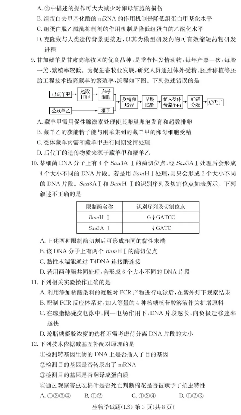 湖南省长沙市麓山国际实验学校2024-2025学年高二下学期第一次学情检测生物试卷（PDF版，含答案）_2024-2025高二（7-7月题库）_2025年04月试卷(1)