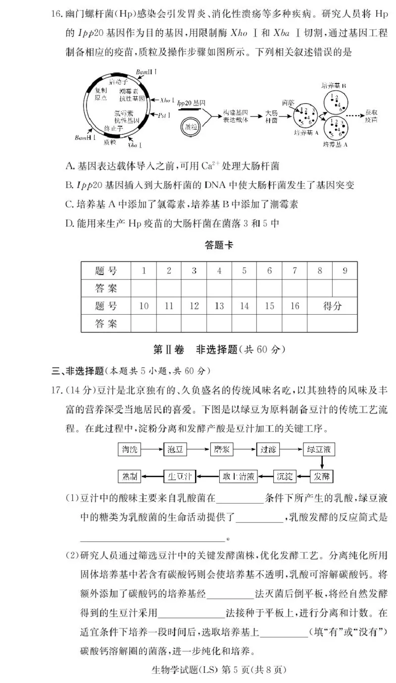 湖南省长沙市麓山国际实验学校2024-2025学年高二下学期第一次学情检测生物试卷（PDF版，含答案）_2024-2025高二（7-7月题库）_2025年04月试卷(1)