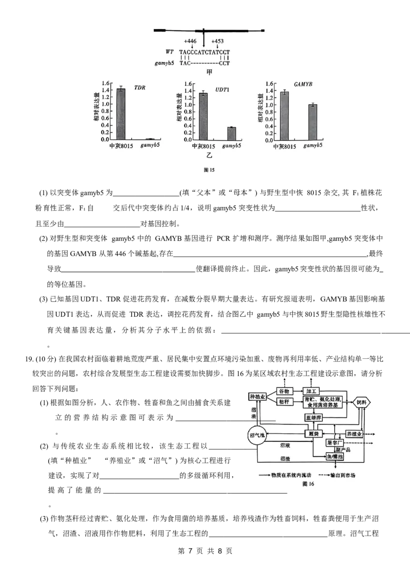 重庆市第八中学2024届高考适应性月考卷（六）生物试题_2024年3月_013月合集_2024届重庆市第八中学高考适应性月考卷（六）_重庆市第八中学2024届高考适应性月考卷（六）生物