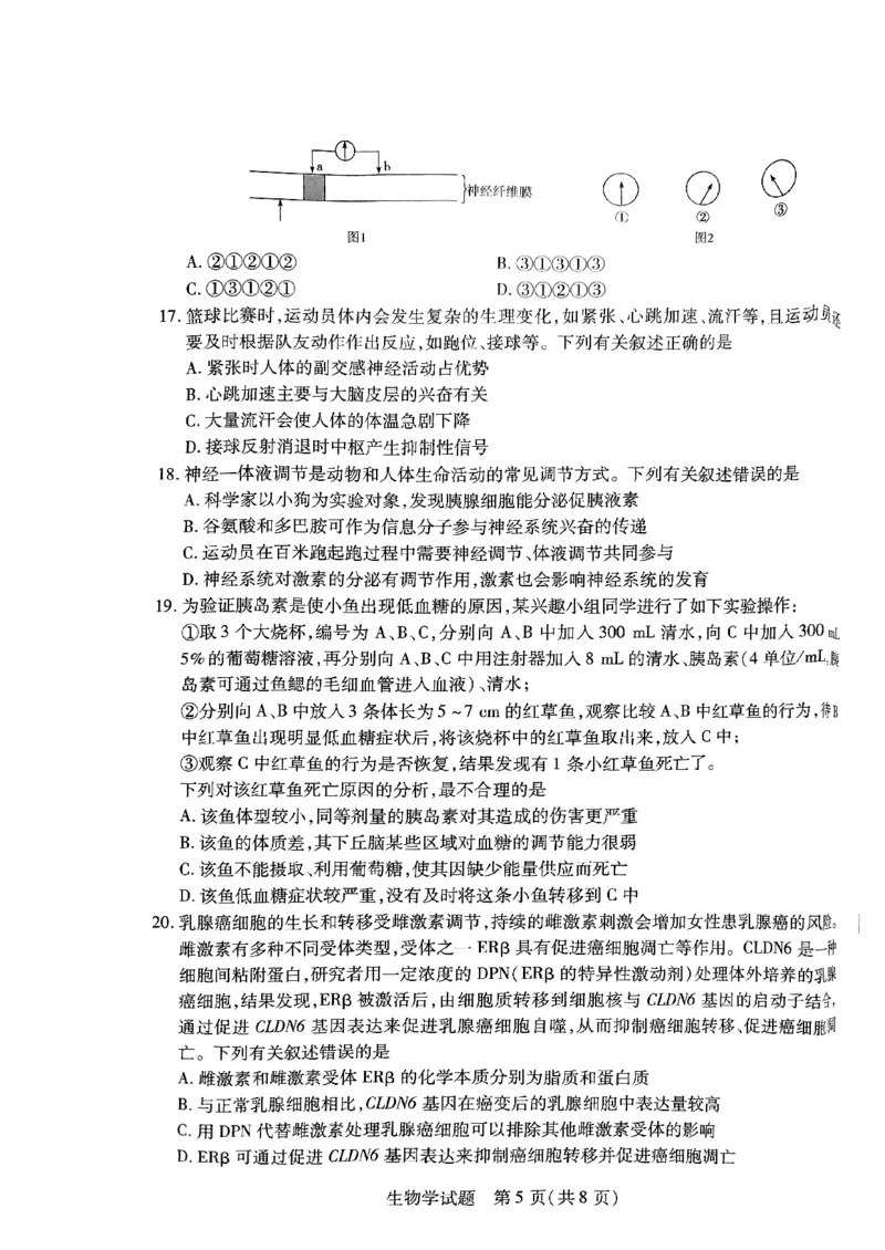 山西省临汾市2023-2024学年高三上学期11月期中生物试题(1)_2023年11月_0211月合集_2024届山西省天一大联考三晋名校联盟高三上学期11月期中联考