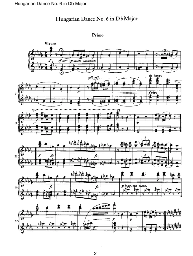 HungarianDanceNo.6inDbMajor_一万首著名钢琴曲谱哈农贝多芬合集视频教学电子版高清无水印可打印_1古典钢琴知名音乐家谱_勃拉姆斯钢琴谱全集_VI.PianoWorksforFourHands