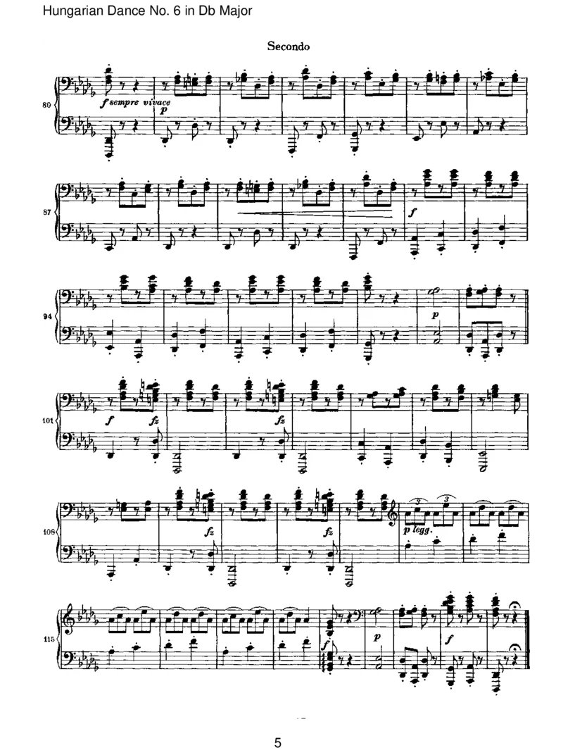 HungarianDanceNo.6inDbMajor_一万首著名钢琴曲谱哈农贝多芬合集视频教学电子版高清无水印可打印_1古典钢琴知名音乐家谱_勃拉姆斯钢琴谱全集_VI.PianoWorksforFourHands