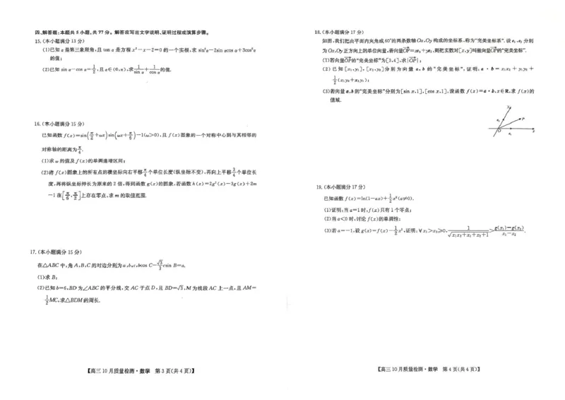 数学_2024-2025高三（6-6月题库）_2024年10月试卷_10262025届九师联盟高三10月期中联考（10.24）_2025届九师联盟高三10月联考（10.24）数学试题