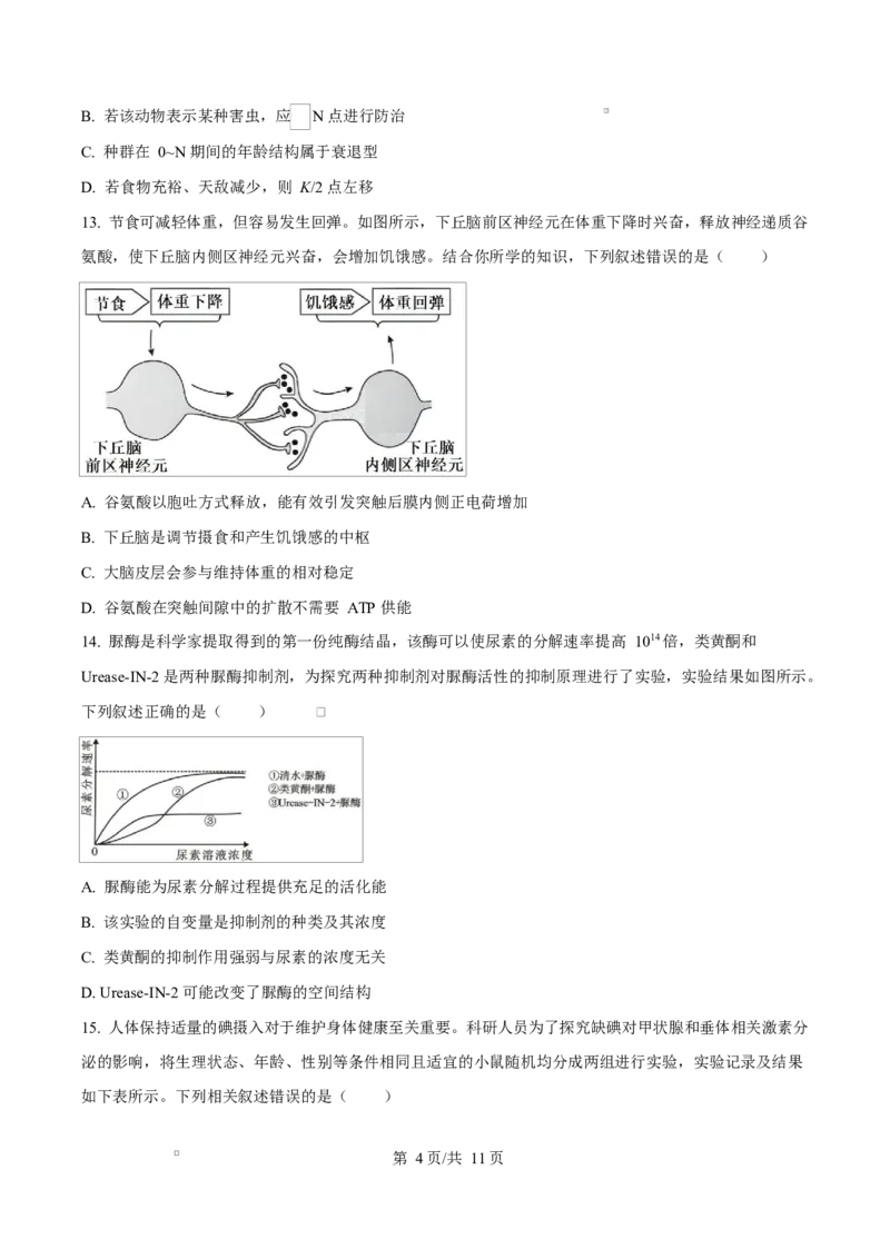 浙江省绍兴市诸暨市2024-2025学年高二上学期期末检测生物试题Word版无答案_2024-2025高二（7-7月题库）_2025年03月试卷_0312浙江省绍兴市诸暨市2024-2025学年高二上学期期末考试