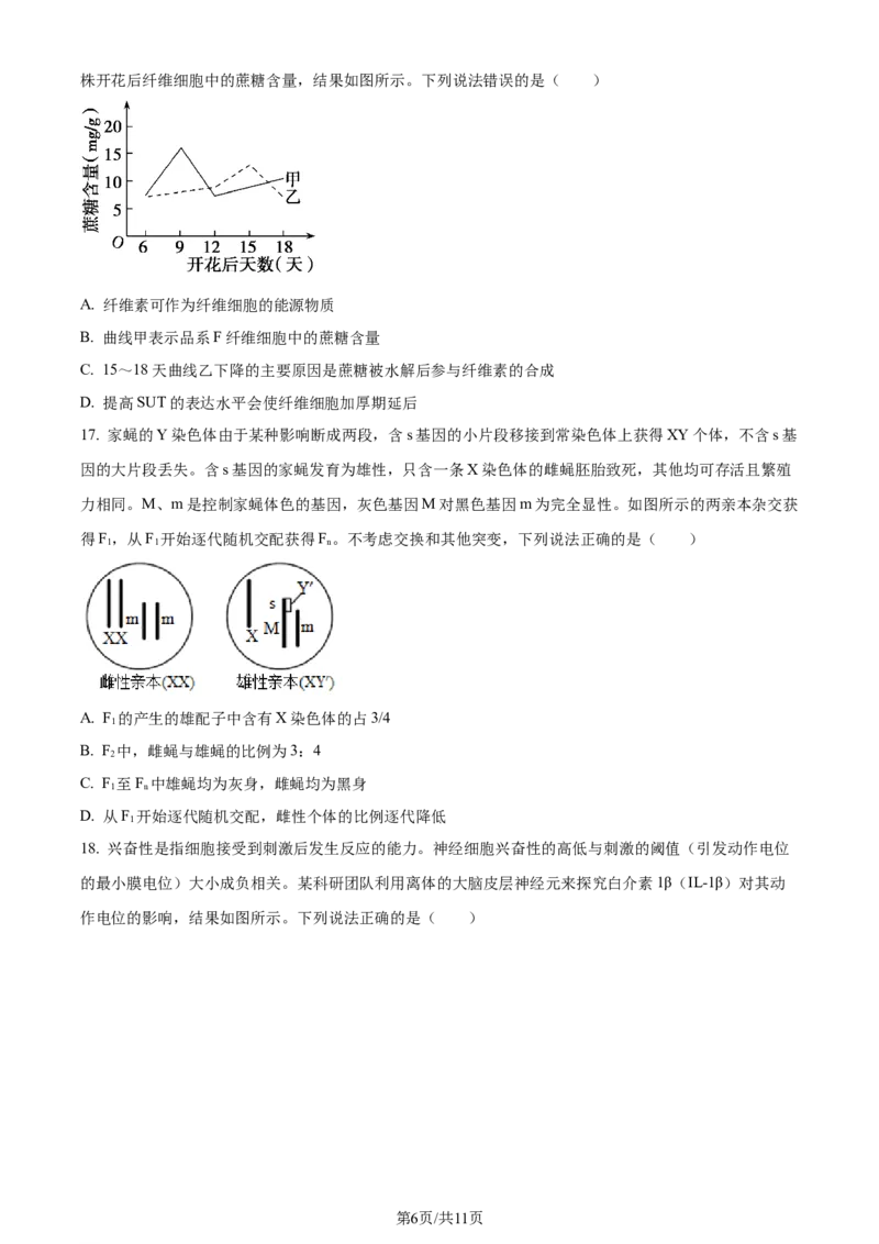 精品解析：2024届山东省聊城市高三一模生物试题（原卷版）_2024年3月_013月合集_2024届山东省聊城市高考模拟试题（一）_山东省聊城市2024年高考模拟试题（一）生物