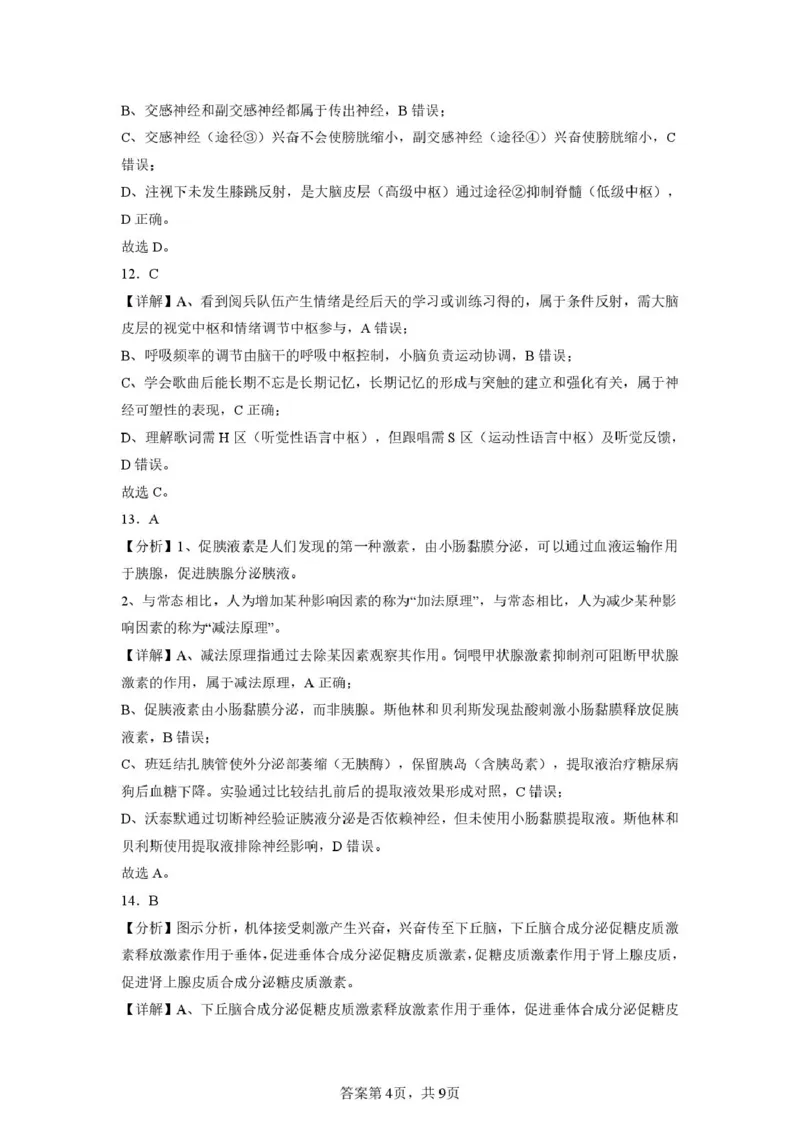 2025-2026开封高中27届高二年级上学期10月质量检测-生物答案_2025年10月高二试卷_251023河南省开封高级中学2025-2026学年高二上学期10月质量检测