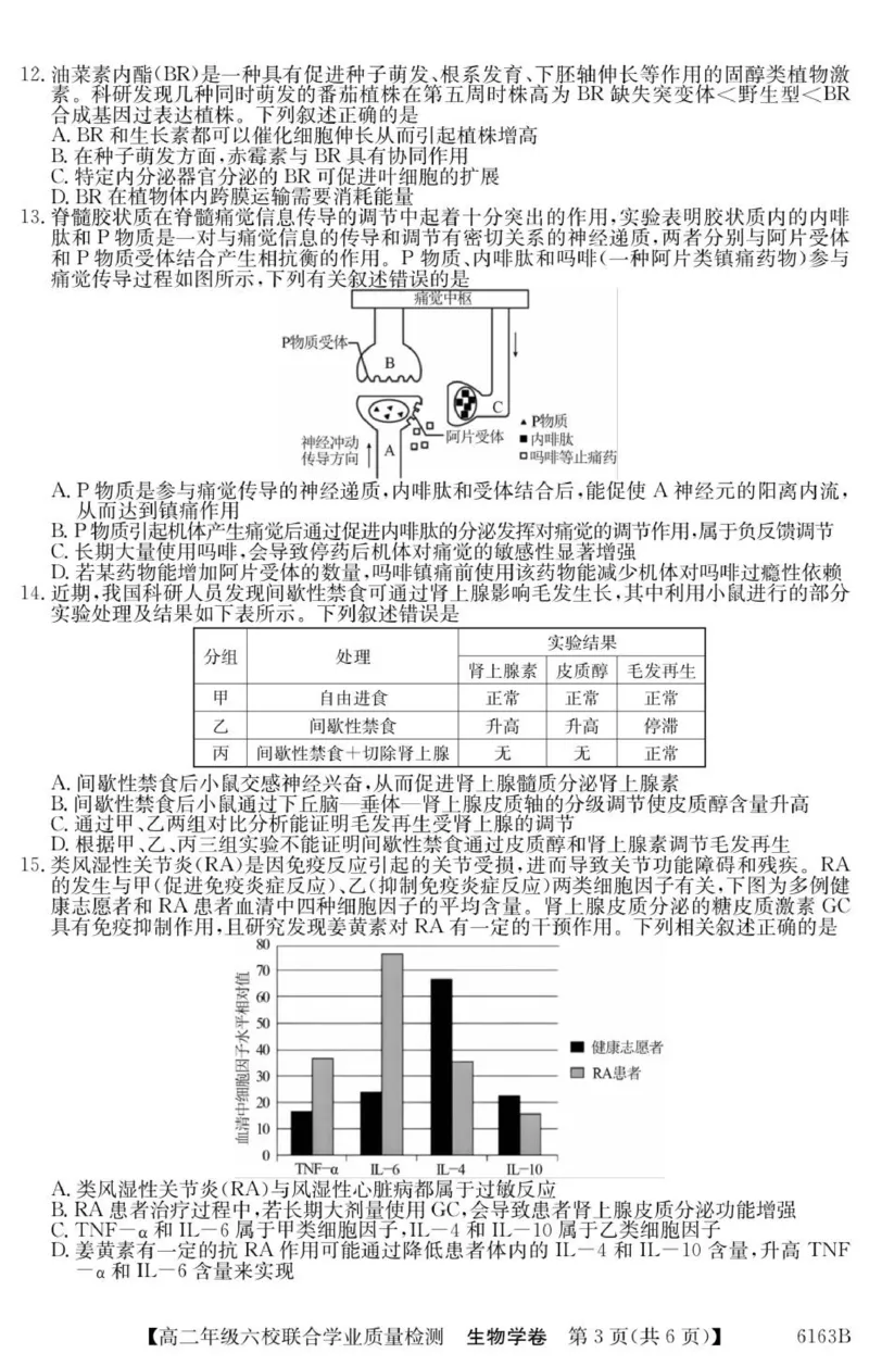 广东省六校2025-2026学年高二上学期联合学业质量检测生物试题_251215广东省六校2025-2026学年高二上学期12月联合学业质量检测（全）